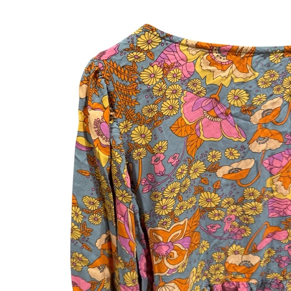 Rusttydustty Women’s 1X Floral Boho Romper Peasant Sleeve Cottagecore Chic - Picture 11 of 15